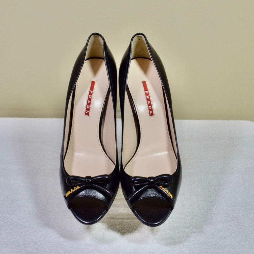 Prada peep toe pumps